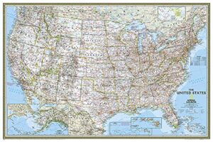 national geographic united states wall map - classic - laminated (poster size: 36 x 24 in) (national geographic reference map)