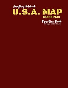 u.s.a. map – blank map | practice book | amytmy practice book | 100 pages | 8.5 x 11 inch | matte cover