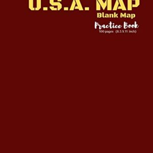 U.S.A. Map – Blank Map | Practice Book | AmyTmy Practice Book | 100 pages | 8.5 x 11 inch | Matte Cover