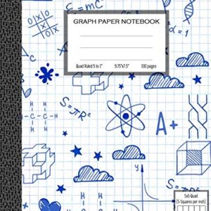 Graph Paper Notebook, Quad Ruled 5 squares per inch: Math and Science Composition Notebook for Students (Graph paper notebooks)