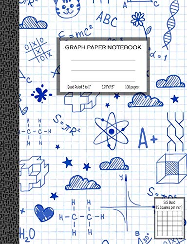 Graph Paper Notebook, Quad Ruled 5 squares per inch: Math and Science Composition Notebook for Students (Graph paper notebooks)