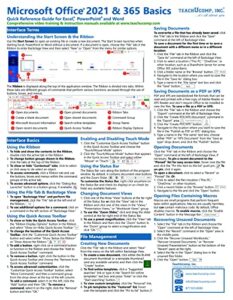 microsoft office 2021 and 365 basics quick reference training tutorial guide (cheat sheet of instructions & tips for excel, word, and powerpoint- laminated card)