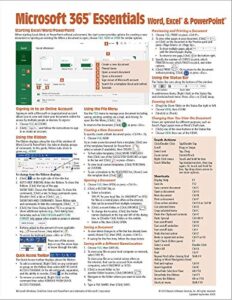 microsoft 365 (office 365) essentials quick reference guide - windows version (cheat sheet of instructions, tips & shortcuts - laminated card)