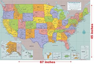 extra-large usa laminated wall map - 45'' high x 67'' wide