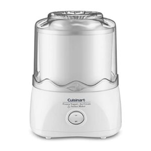 cuisinart ice-20p1 automatic 1.5-quart frozen yogurt, ice cream and sorbet maker, makes frozen treats in less than 20-minutes, white