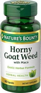 nature's bounty horny goat weed w/maca,dietary supplement, 60 capsules, gelatin, dicalcium phosphate, vegetable magnesium stearate, silica