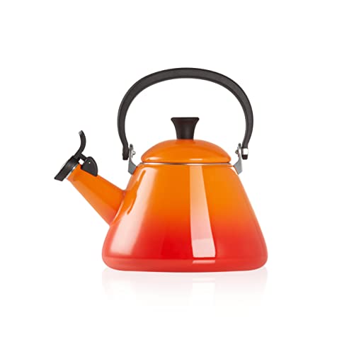 Le Creuset Kone Stove-Top Kettle with Whistle, Suitable for All Hob Types Including Induction and Cast Iron, Enamelled Steel, Capacity: 1.6 L, Volcanic, 92000200090000