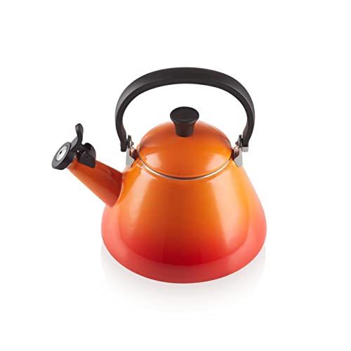 Le Creuset Kone Stove-Top Kettle with Whistle, Suitable for All Hob Types Including Induction and Cast Iron, Enamelled Steel, Capacity: 1.6 L, Volcanic, 92000200090000