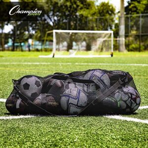 Champion Sports Mesh Duffle Bag with Zipper and Adjustable Shoulder Strap, 15” x 36”, Black - Multipurpose, Oversized Gym Bag for Equipment, Sports Gear, Laundry - Breathable Mesh Scuba and Travel Bag