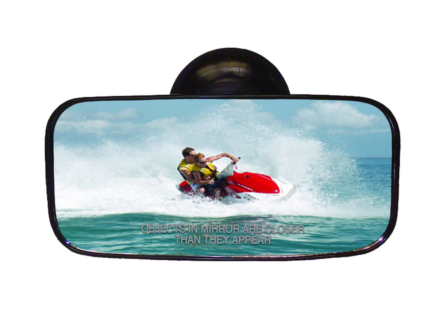 CIPA 11050 Suction Cup Rearview Mirror, Black, 8" W x 4" H