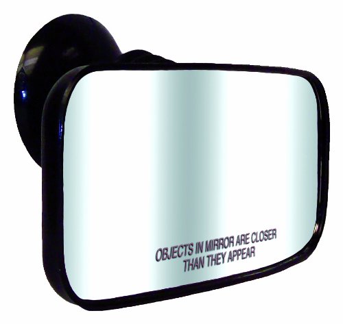 CIPA 11050 Suction Cup Rearview Mirror, Black, 8" W x 4" H