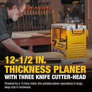 DEWALT Benchtop Planer, 15-Amp, 12-1/2-Inch, 3-Knife Cutter, 20,000 RPM, Corded (DW734)