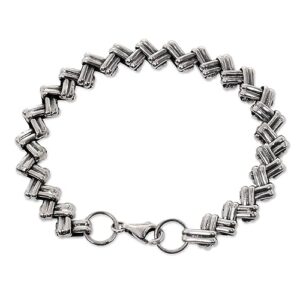 novica handmade men's sterling silver bracelet link indonesia [8.5 in l x 0.3 in w] ' zigzag trance'