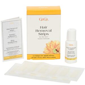gigi hair removal strips | for the face | pre-waxed with gigi all-purpose honee formula, 12 strips