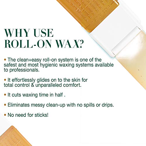 Clean + Easy Small Original Roll On Wax Refill for Wax Cartridge, Hygienic Depilatory Hair Removal Treatment, Removes Fine to Coarse Hairs, Perfect for Delicate Skin - 3 Packs