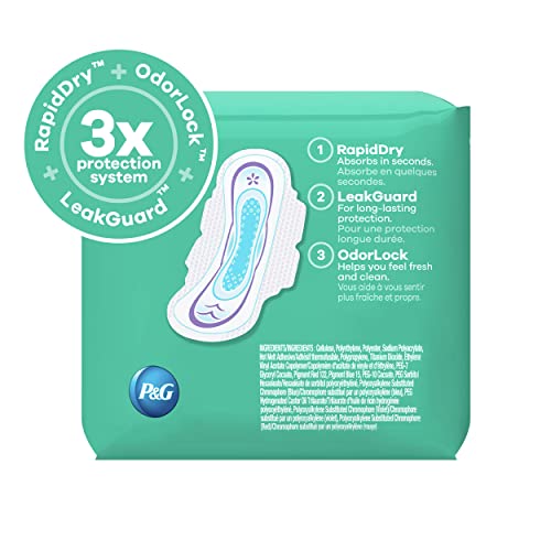 Always Ultra Thin Pads Size 1 Regular Absorbency Unscented with Wings, 10 Count, Packaging may vary