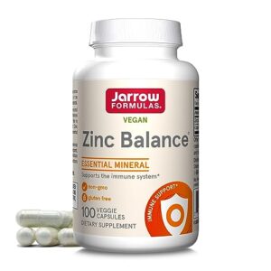 jarrow formulas zinc balance 15 mg - 100 servings (veggie caps) - includes copper - essential mineral for immune system support - immune support supplement - gluten free zinc copper supplement - vegan