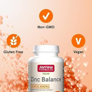 Jarrow Formulas Zinc Balance 15 mg - 100 Servings (Veggie Caps) - Includes Copper - Essential Mineral for Immune System Support - Immune Support Supplement - Gluten Free Zinc Copper Supplement - Vegan