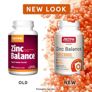 Jarrow Formulas Zinc Balance 15 mg - 100 Servings (Veggie Caps) - Includes Copper - Essential Mineral for Immune System Support - Immune Support Supplement - Gluten Free Zinc Copper Supplement - Vegan