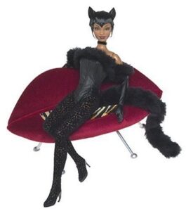 barbie collector - lounge kitties doll collection - black panther with lips shaped ottoman