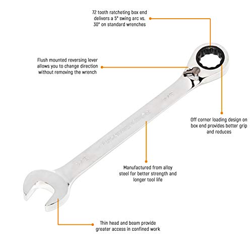 GEARWRENCH 12 Pt. Reversible Ratcheting Combination Wrench, 1/2" - 9528N