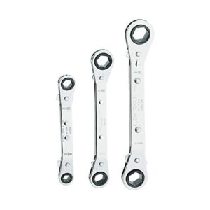 klein tools 68244 fully reversible ratcheting offset box wrench set, 3-piece