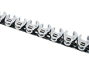 Sunex 9710M 3/8-Inch Drive Metric Crowfoot Flare Nut Wrench Set, Size-10 - Size 19, 10-Piece