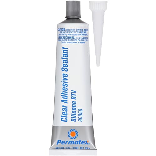 Permatex 80050 Clear RTV Silicone Adhesive Sealant, 3 oz