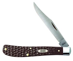 case xx wr pocket knife brown synthetic barehead slimline trapper item #135 - (61048 ss) - length closed: 4 1/8 inches