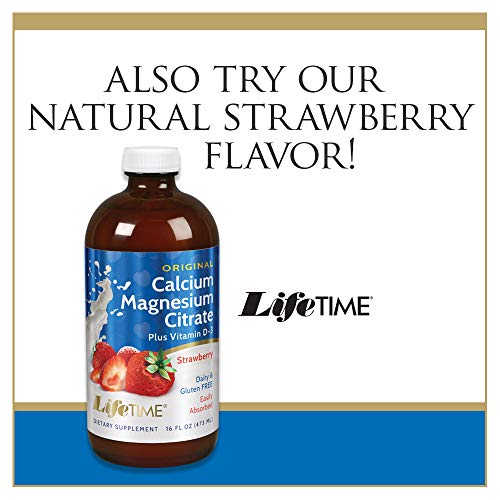 Lifetime High Potency Calcium Magnesium Citrate w/Vitamin D-3 | Bone & Muscle Support | Easy Absorption, Dairy & No Gluten | Blueberry | 16 FL oz