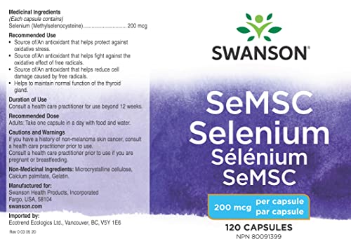 Swanson Semsc Selenium 200 mcg 120 Capsules