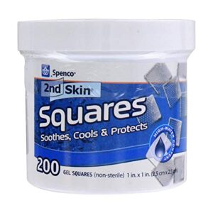 spenco 2nd skin squares soothing protection, gel squares 200-count, bacterial barrier, one size