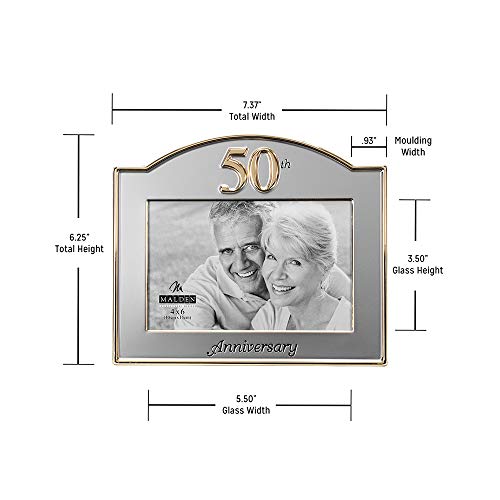 Malden International Designs Wedding 50th Anniversary Two Tone Picture Frame, 4x6, Gold/Silver