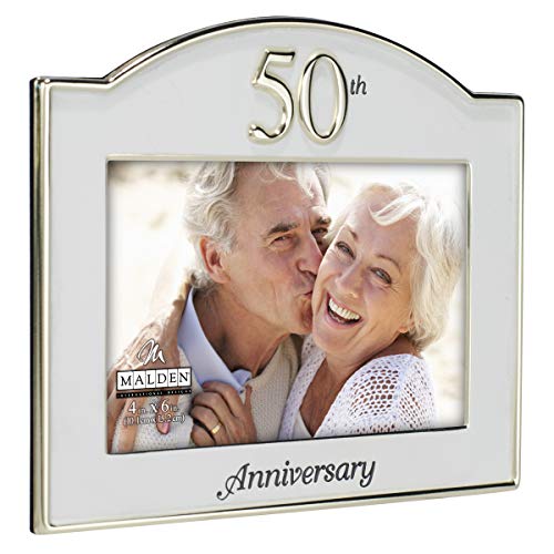 Malden International Designs Wedding 50th Anniversary Two Tone Picture Frame, 4x6, Gold/Silver