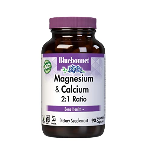 BlueBonnet Magnesium Calcium 2:1 Ratio Vegetarian Capsules, 90 Count