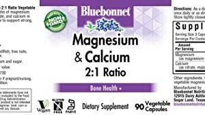 BlueBonnet Magnesium Calcium 2:1 Ratio Vegetarian Capsules, 90 Count