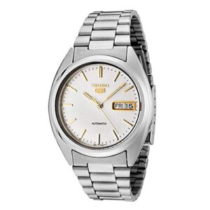 seiko men's snxg47 5 automatic white dial stainless steel watch