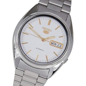 SEIKO Men's SNXG47 5 Automatic White Dial Stainless Steel Watch