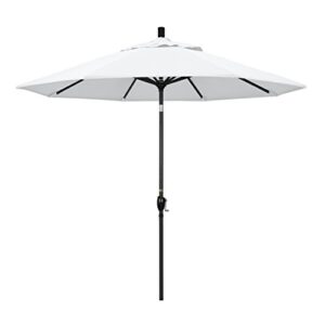 california umbrella gspt908302-f04 9' round aluminum market, crank lift, push button tilt, black pole, white olefin patio umbrella, 9-feet