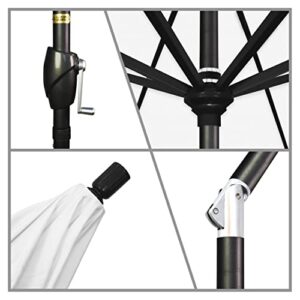 California Umbrella GSPT908302-F04 9' Round Aluminum Market, Crank Lift, Push Button Tilt, Black Pole, White Olefin Patio Umbrella, 9-Feet