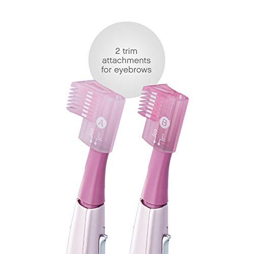 Panasonic Women’s Facial Hair Remover and Eyebrow Trimmer with Pivoting Head, Includes 2 Gentle Blades for Brow and Face and 2 Eyebrow Trim Attachments, Battery-Operated – ES2113PC