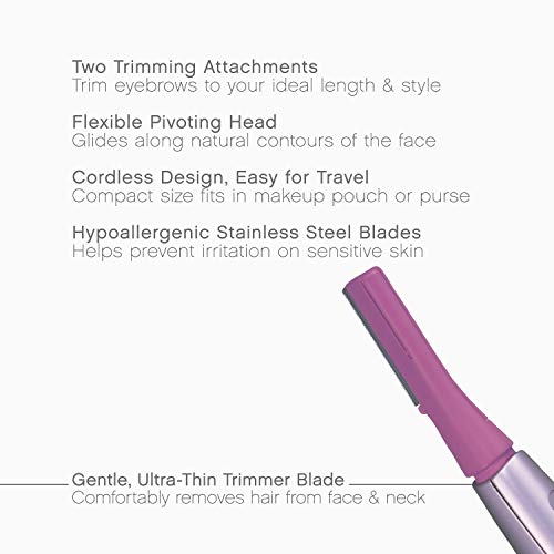 Panasonic Women’s Facial Hair Remover and Eyebrow Trimmer with Pivoting Head, Includes 2 Gentle Blades for Brow and Face and 2 Eyebrow Trim Attachments, Battery-Operated – ES2113PC