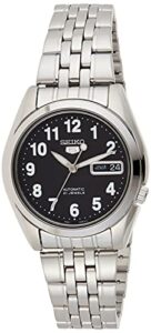 sieko men's snk381k stainless steel analog with black dial watch