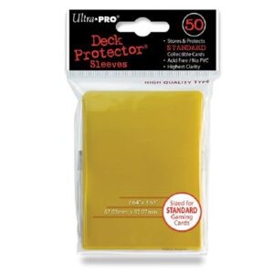 ultra pro deck protector for collectible gaming & sports cards - canary yellow color - pack of 50 protectors