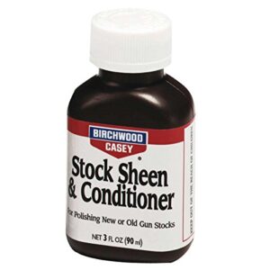 birchwood casey easy-to-use fast-drying gun stock sheen & conditioner for gun stock polishing and maintenance, 3 oz bottle