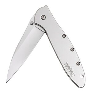 kershaw leek pocket knife, 3" 14c28n stainless steel drop point blade, spring assisted knife, folding edc