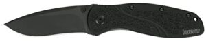 kershaw blur black (1670blk) everyday carry pocketknife, 3.4 inch stainless steel drop point blade, cerakote blade finish, speedsafe opening, reversible pocketclip; 3.9 oz