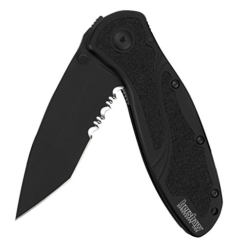 Kershaw Blur Tanto Black Pocketknife, 3.4" Sandvik 14C28N Stainless Steel Recurved Blade, Assisted Thumb-Stud Opening EDC