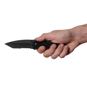 Kershaw Blur Tanto Black Pocketknife, 3.4" Sandvik 14C28N Stainless Steel Recurved Blade, Assisted Thumb-Stud Opening EDC