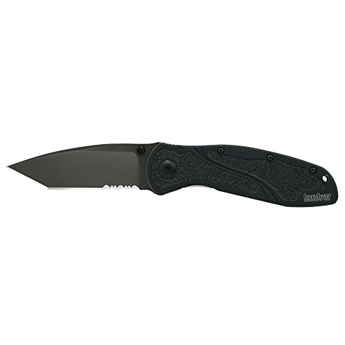 Kershaw Blur Tanto Black Pocketknife, 3.4" Sandvik 14C28N Stainless Steel Recurved Blade, Assisted Thumb-Stud Opening EDC